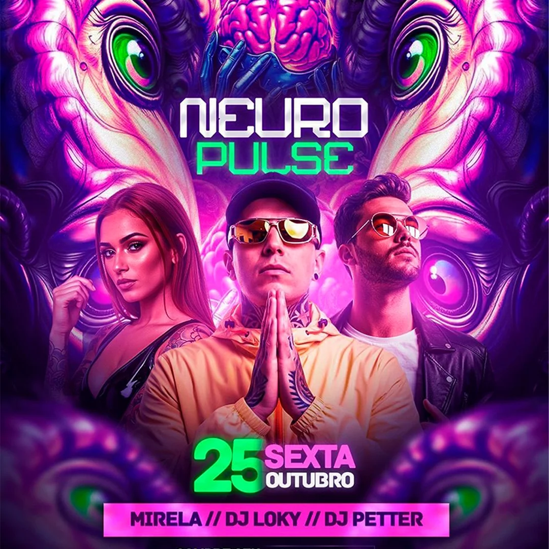Neuro party flyer pink purple green neon effects